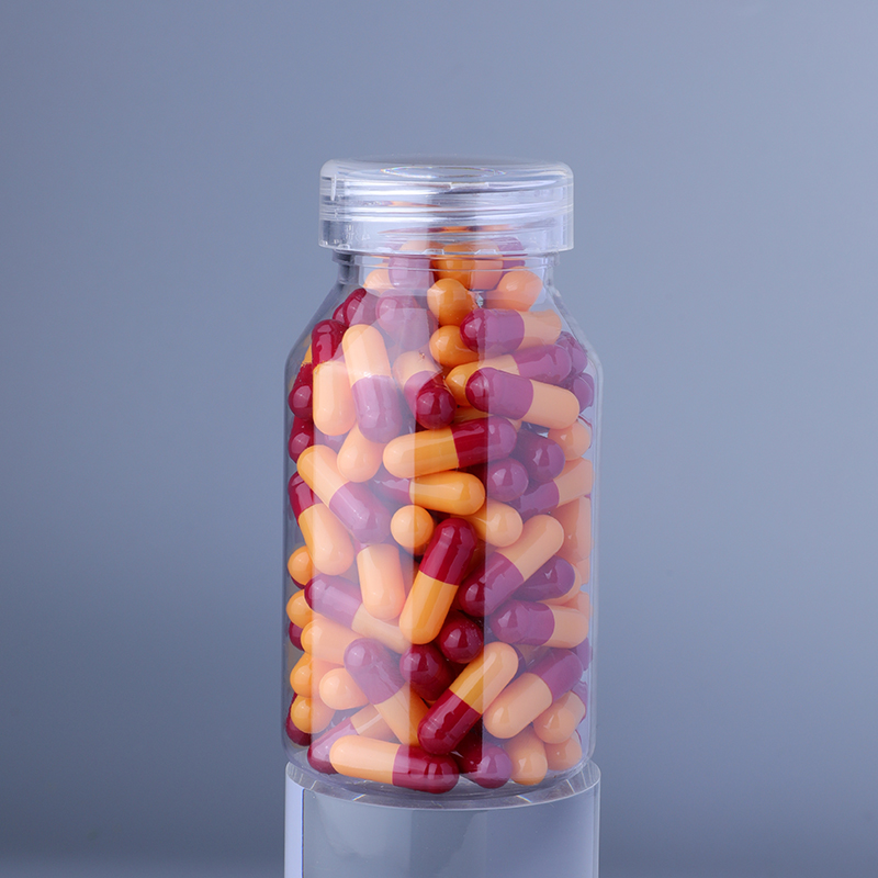 Hot Stamping 50cc Empty Plastic Bottle Capsule Pill with White Aluminum Foil Gasket Lid