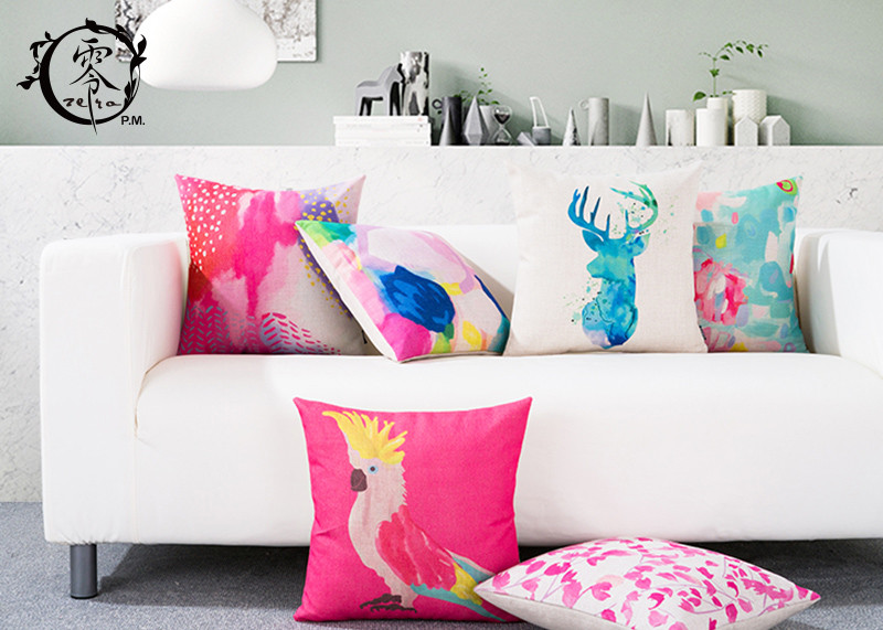 Colorful Abstract Graffiti Paint Silk Cotton Pillow Throw Square Soft Cloth Sofa Waist