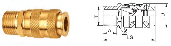 1.0MPa Semi Automatic Brass Quick Coupling Compatible With Rectus 25KA