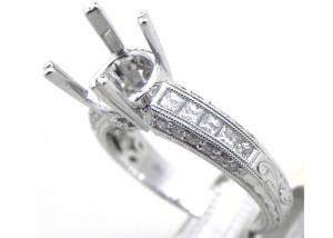China Dia 3x3mm 1.08Ct Semi Mount Jewelry Ring ODM for Engagement 18k White Gold Material wholesale