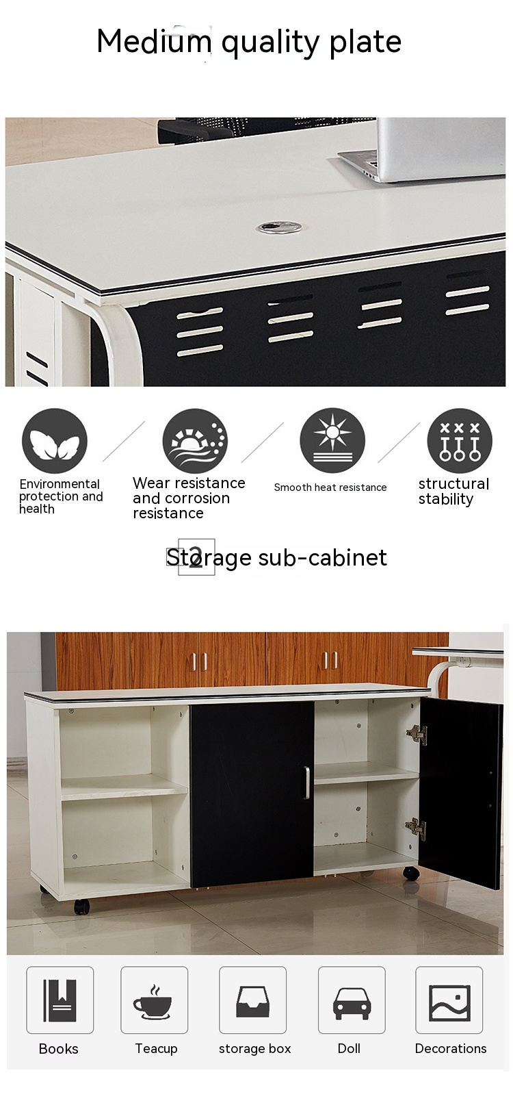 Eco-Friendly Office Furniture Freestanding Executive Computer Desk for Home and Business