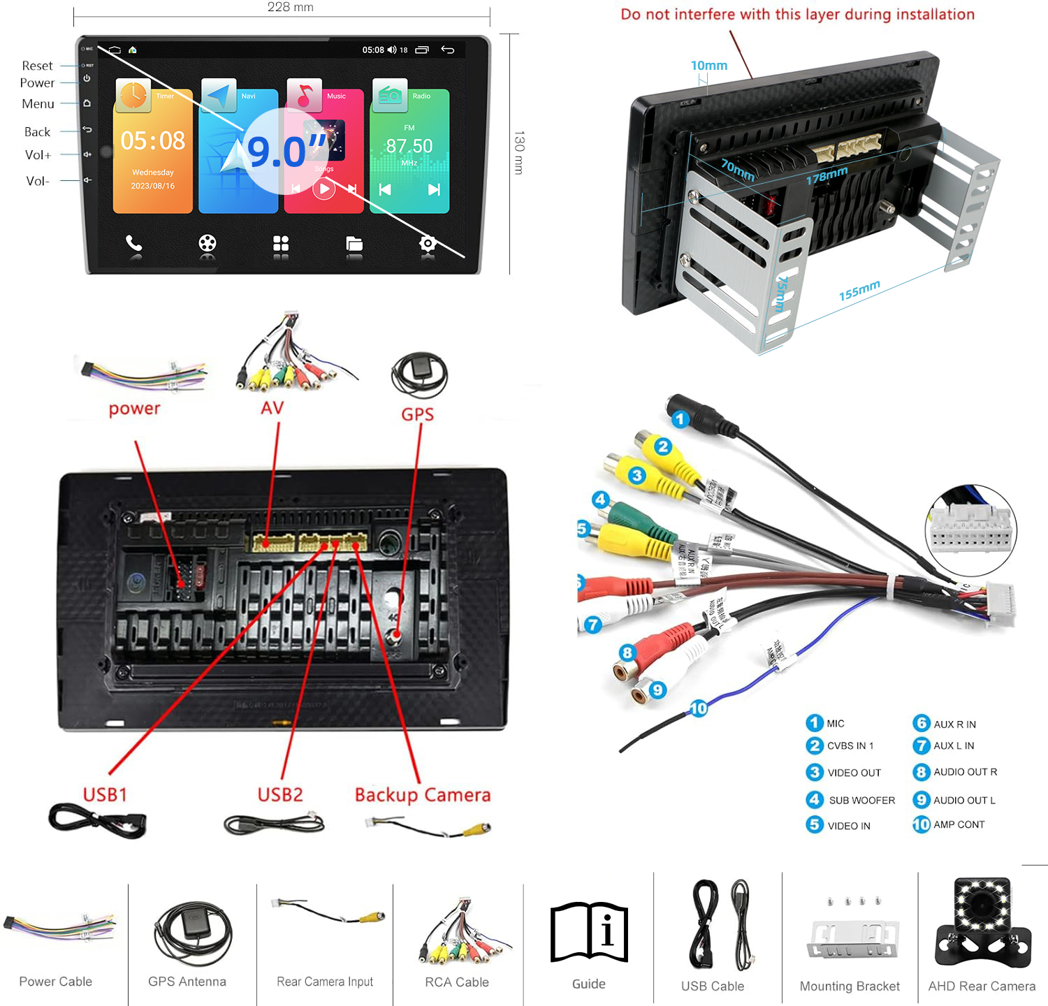 Combination of Built-in GPS and Mirror Link Support in 9inch Android 10 Car DVD Player