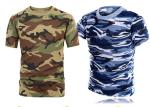 Professional Unisex Cotton Military T Shirts Round Neck Edging Double Line Hem