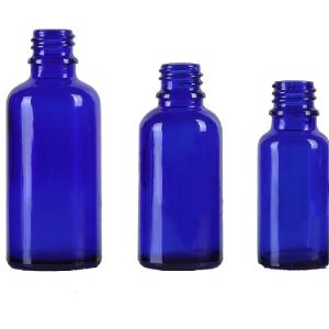 China 1 Inch 0.05mm Blue Glass Eye Dropper Bottles For Cosmetic Packaging wholesale