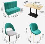 Metal Restaurant Dining Table And Chairs Velvet 90cm Fresh Fast Food Booth