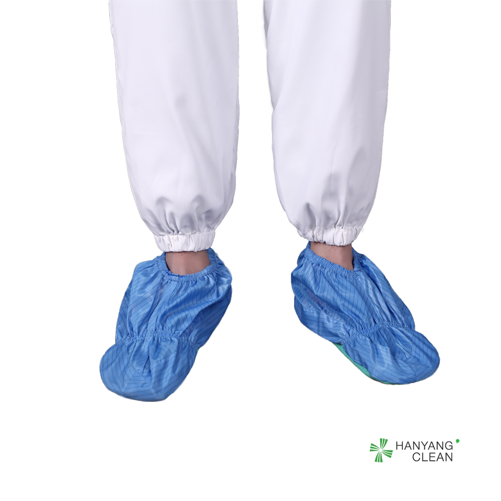 Medical clean room reusable and washable blue stripe shoes soft sole antistatic ESD anti-slip shoe covers