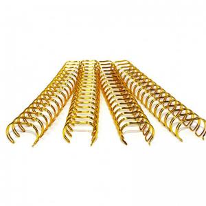 China 11.1 MM Gold Spiral Coils Gold Spiral Binding Gold Plating Double Loop Wire O For Calender wholesale