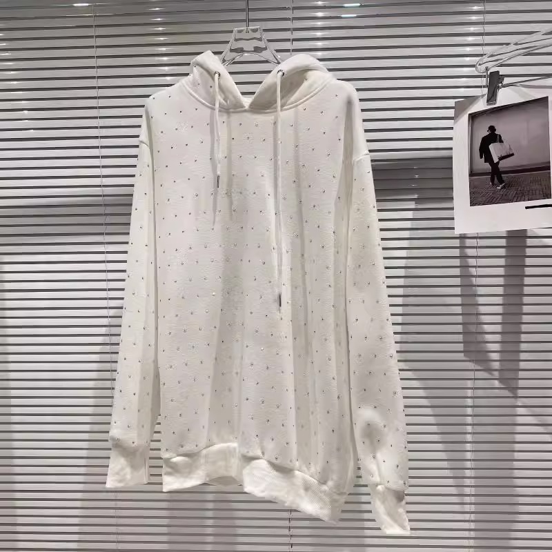 Women's Hoodie with Custom Logo and Graphic Glitter Print in Spring Autumn Y2k Style