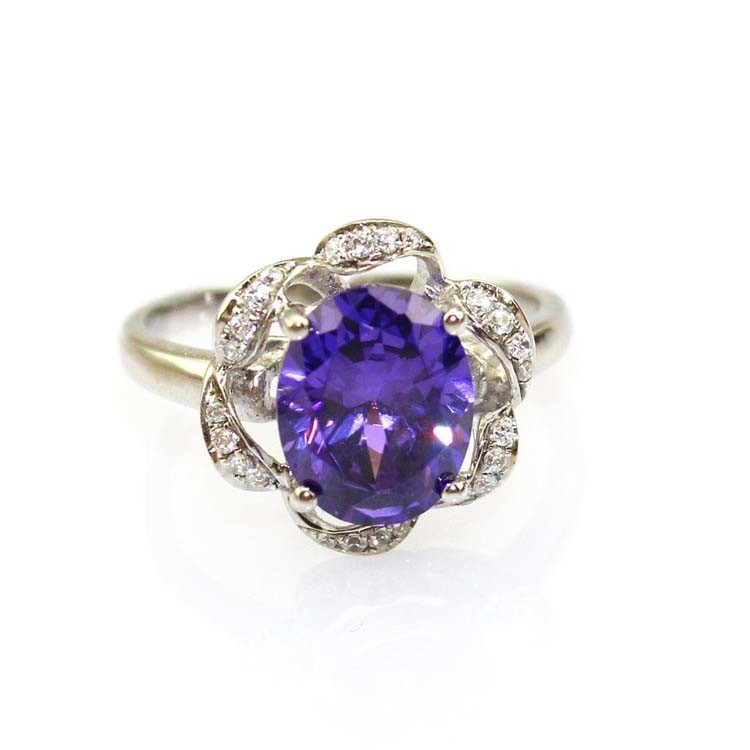 Women Jewelry Pink Cubic Zirconia 925 Silver Ring (R232)