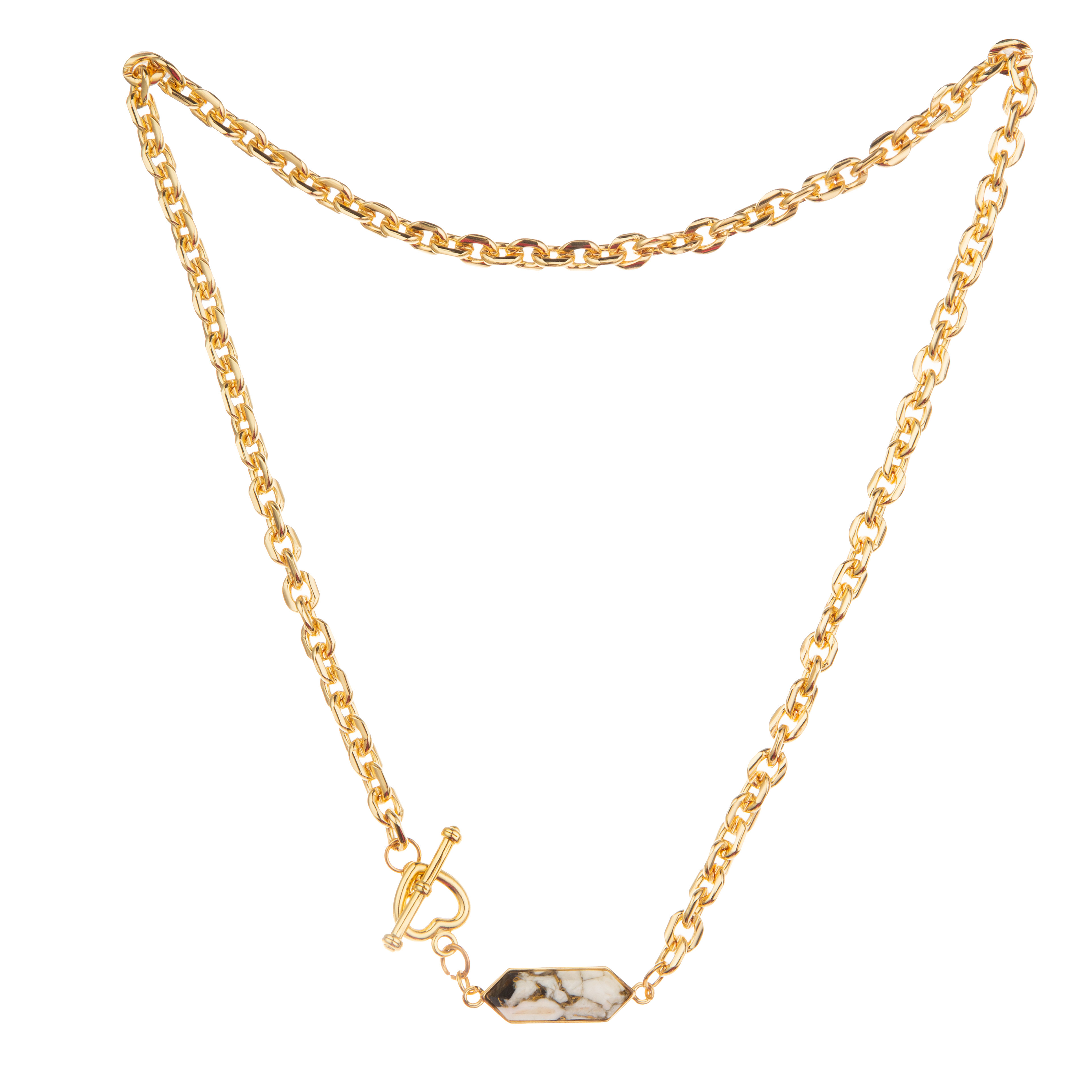 European Simple Fashion 14K Gold-Plated Pendant Chain Link Necklace