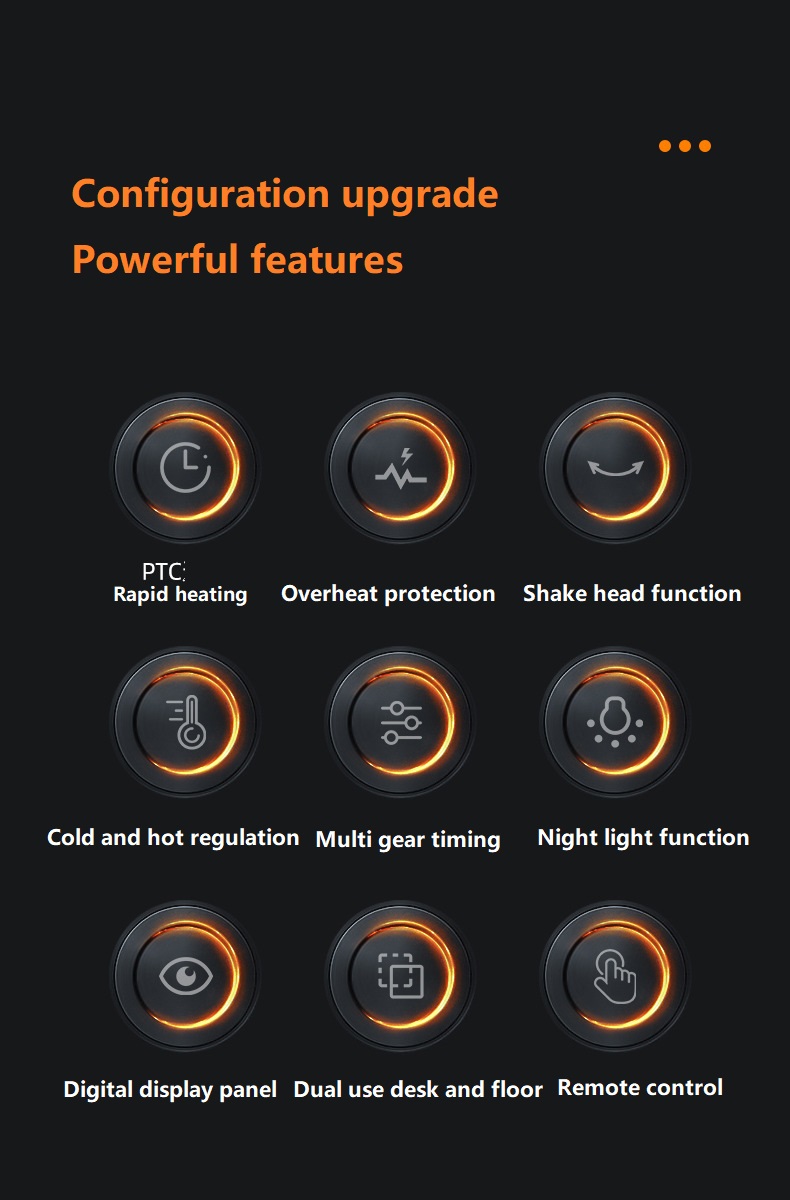 English Operating Language 2-in-1 Cold Warm Air Ceramic PTC Heater with Remote Control