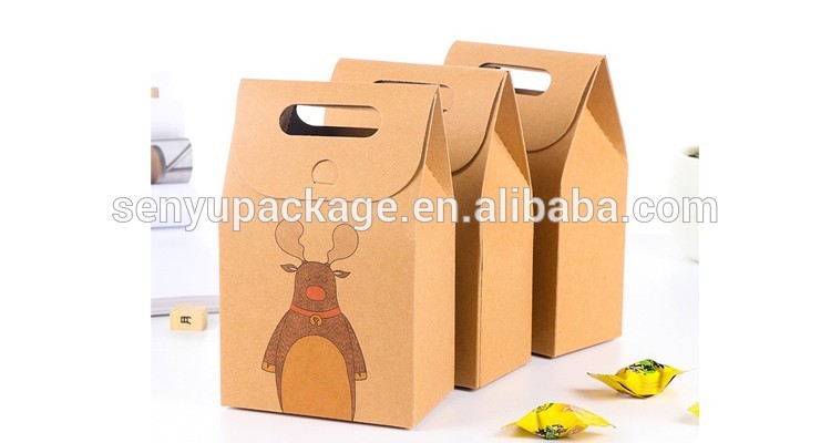 Gift Brown Kraft Small Paper Boxes For Sweets Handled Packaging Recyclable