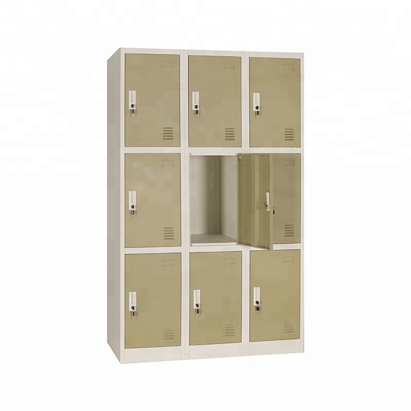 9 Doors Metal Lockers Steel Clothes Storage Wardrobe Classroom Use