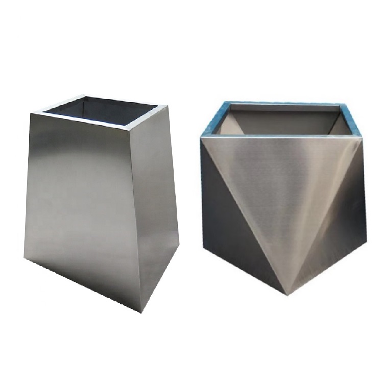 Public decorative octagonal shiny flower pot steel planter