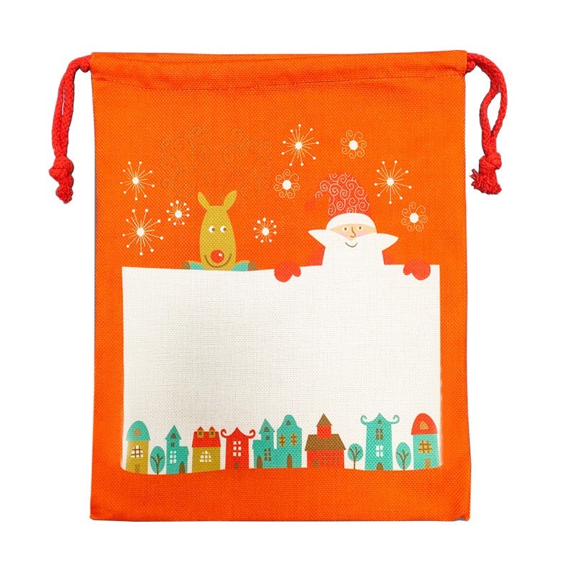 Large Linen Santa Sack For Christmas Blank Sublimation Candy Bag In Stock