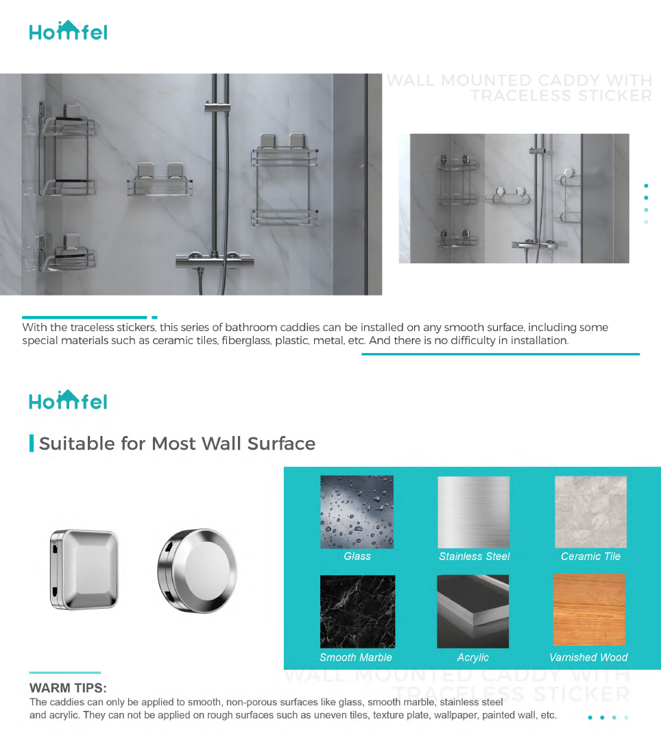 Bathroom Organizer Suction Cup Iron Wire Corner Rack Stainless Steel Shower Caddy 2 Tiers