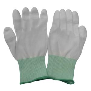 China White Polyester PU Fingertip Coated Safety Working Gloves Anti Slip wholesale