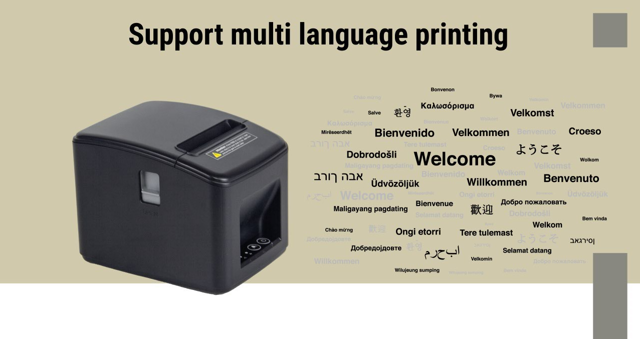 Fast Food Direct Thermal Receipt Printer with Printing Speed and Automatic Cutter