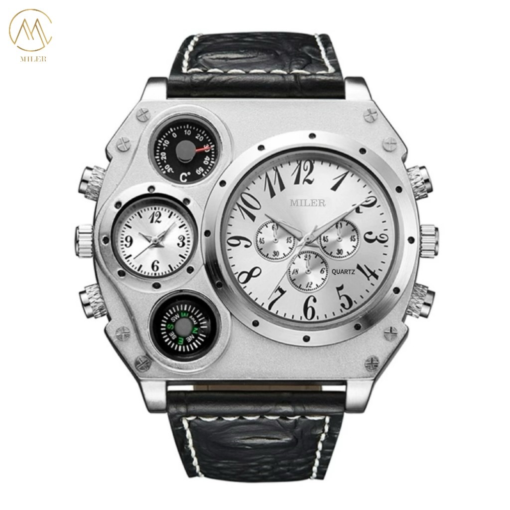New Sport Watches Men Super Big Large Dial Male Quartz Clock Decorative Thermometer Compass Luxury Men's Wrist Watch