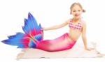 Beauty Flower Fin Swimmable Mermaid Tails For Girls , High Elasticity Fabric