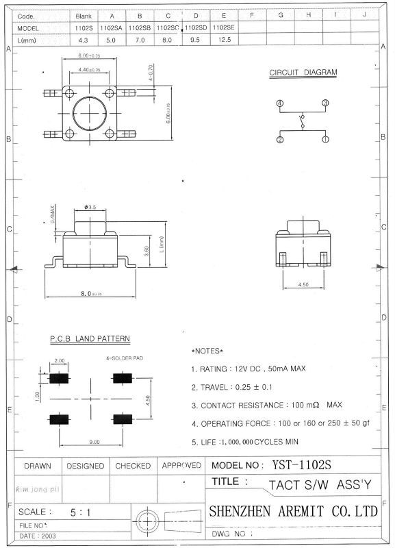 Smt Tact Switch
