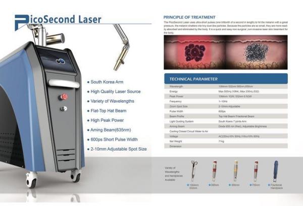 Quality CE FDA approved Korean imported light guiding arm picosecond laser tattoo removal cost for sale