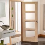Commercial OAK Solid Wood Composite Doors , Single Swing Shower Door