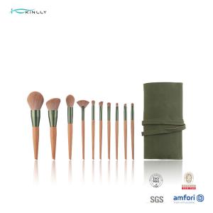 China 10 Pieces Concealer Eye Cosmetic Makeup Brush Set Wooden Handle wholesale