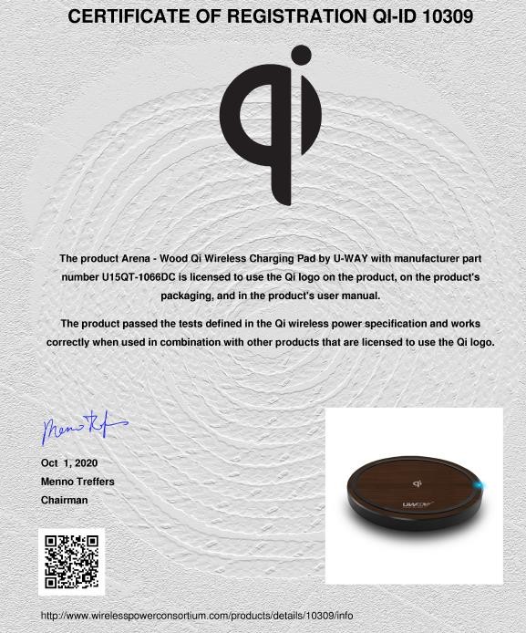 15W Wooden Wireless Charging Pad Compatible With All Qi Enabled Devices