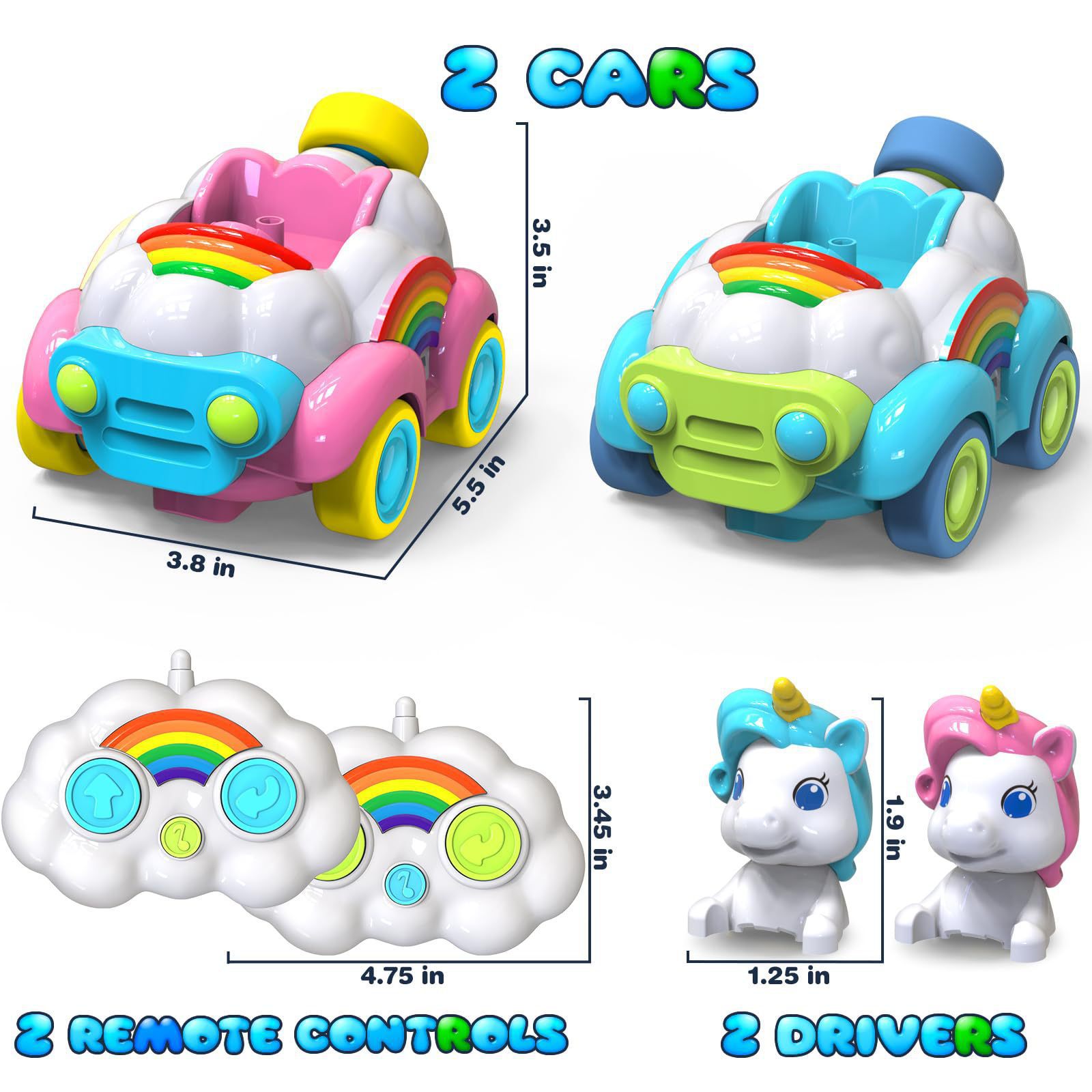 Radio Control Toys for Kids 2 Pack Cartoon Remote Control Cars Age Range 2 to 4 Years