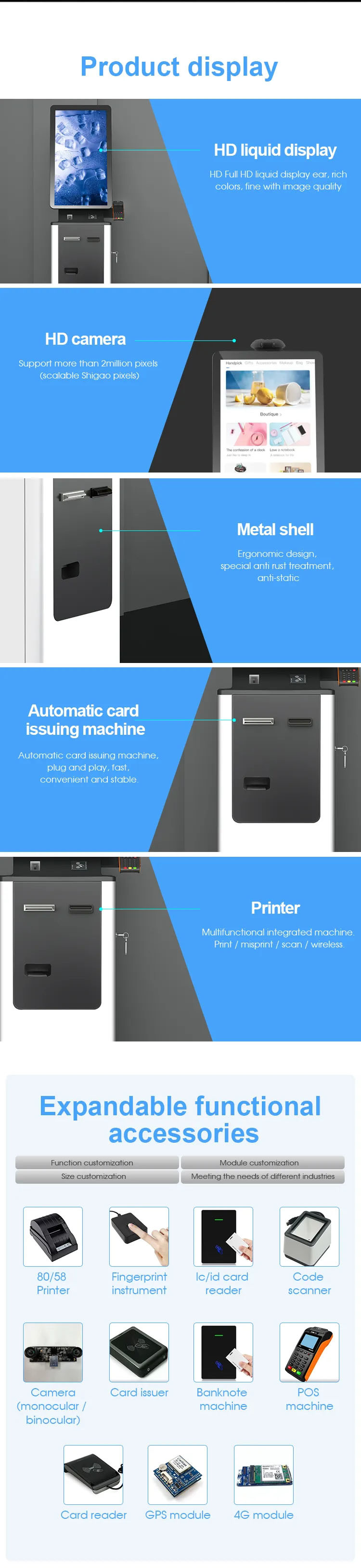 Pos Terminal Cash Register Service Payment Kiosk LCD Capacitor Touch Screen