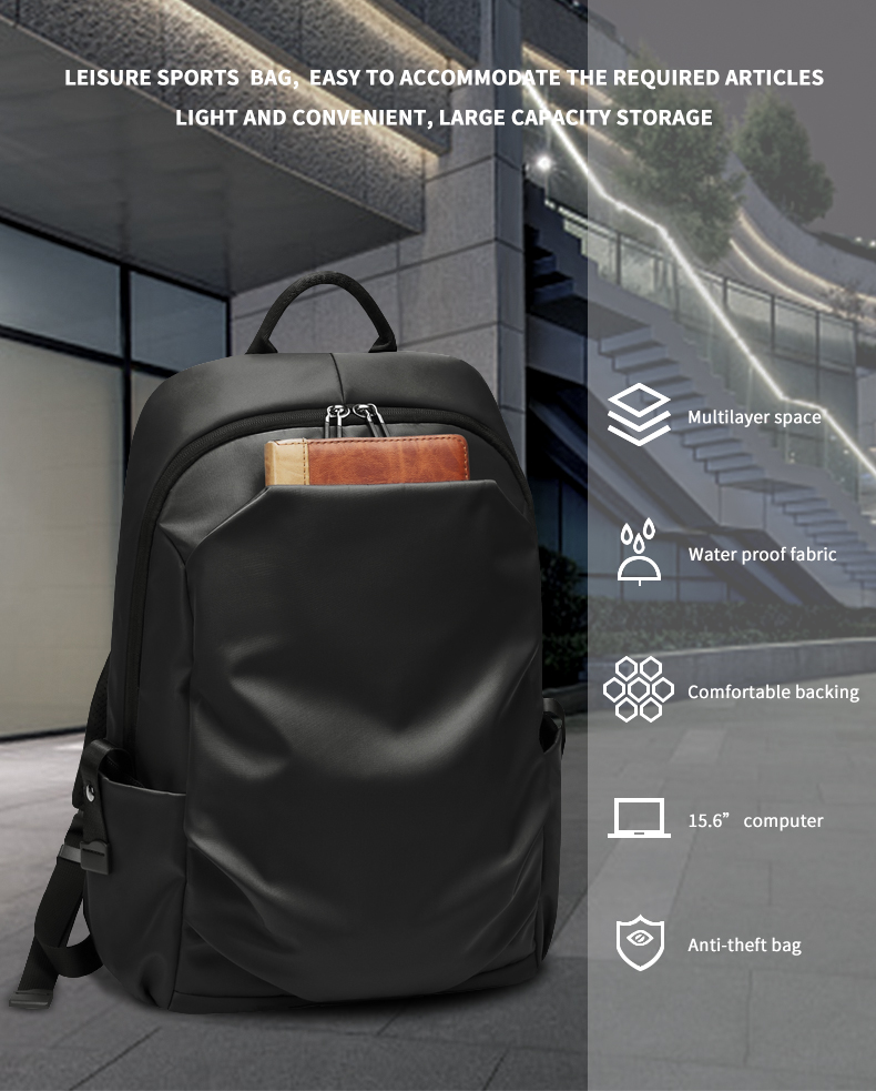 New fashion lightweight back pack college commute waterproof school bags men travel laptop backpack
