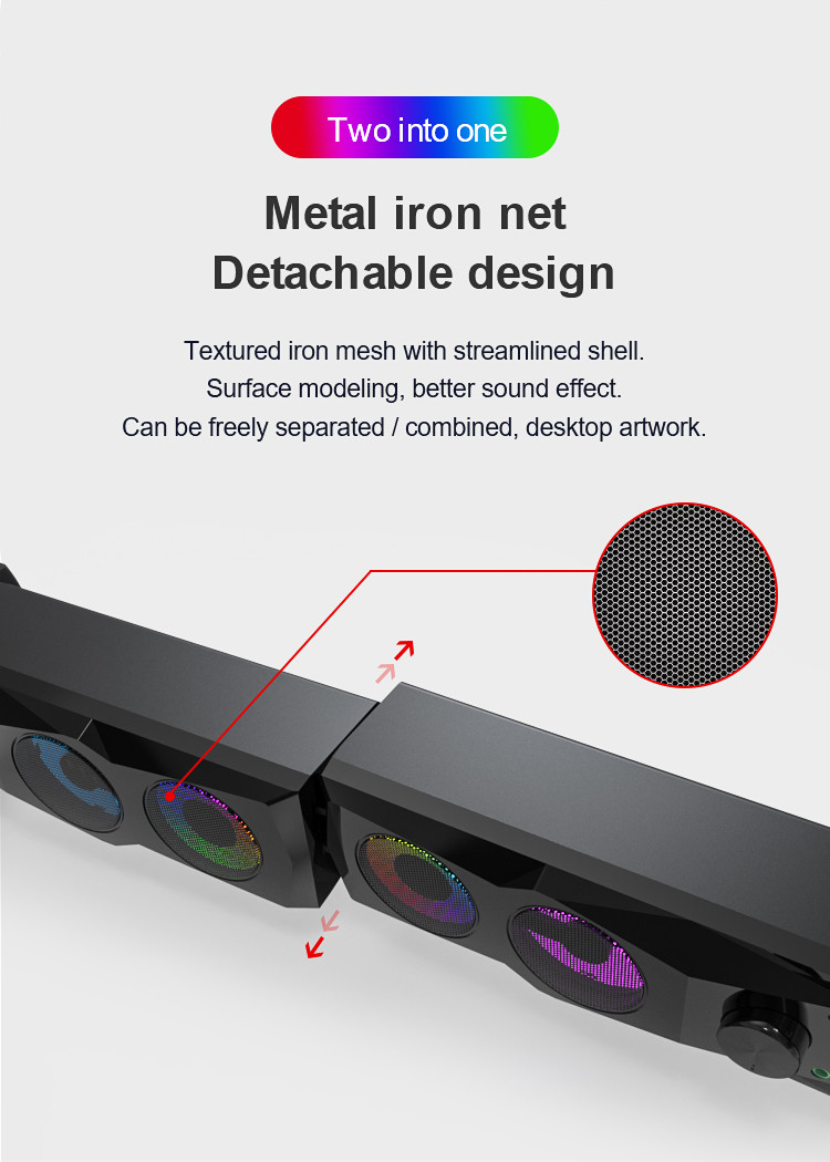 DC5V 2.0 Channel Speakers Rgb PC Gaming Speakers AUX Input Delicate Sound