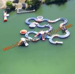 0.9mm PVC Tarpaulin Crooked Inflatable Amusement Park For Water Sports