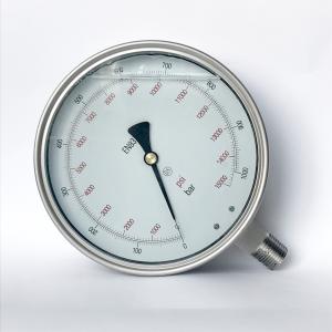 China Bottom Mount Precision Pressure Gauge SS304 160mm 1000 Bar Pressure Gauge wholesale