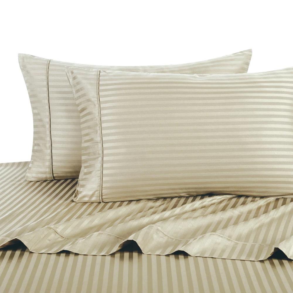 Thread Count 300tc 100%COTTON Stripe Satin Bedding Sheet Set for Luxury 5 Star Hotel