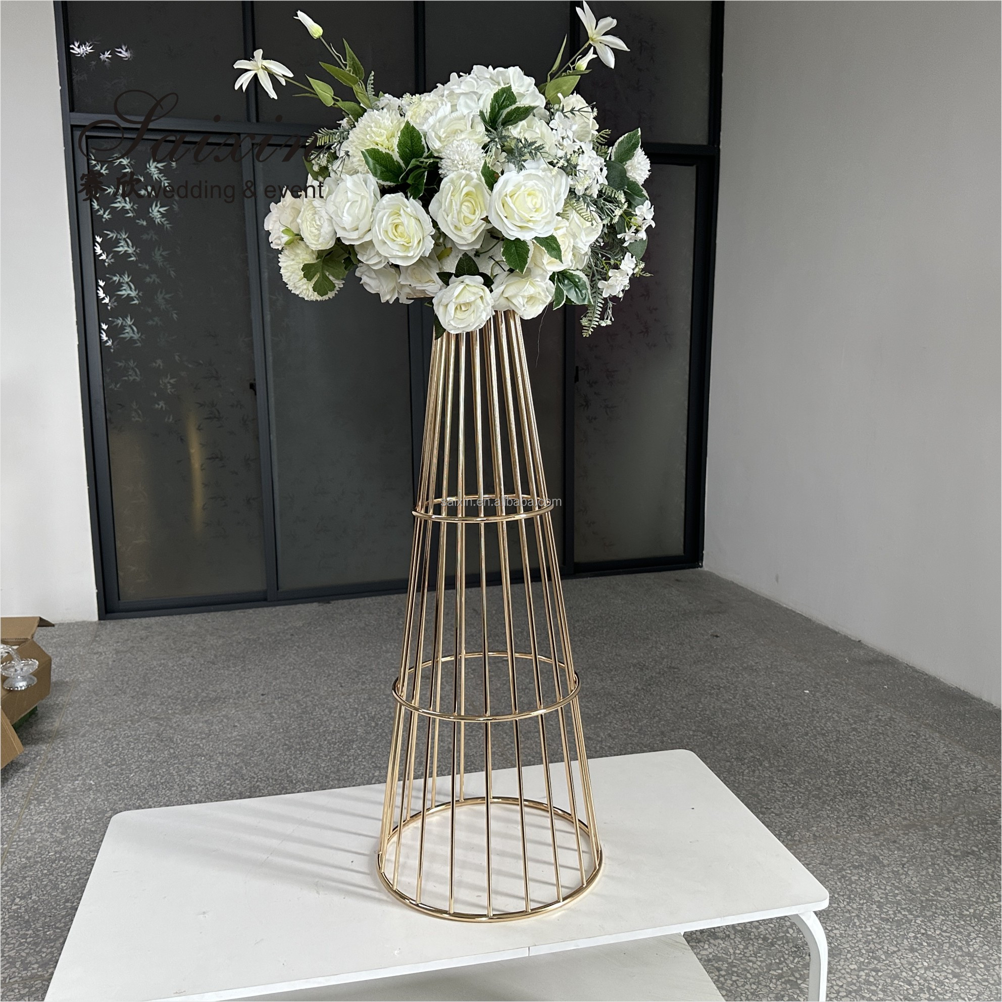 Wedding Decoration Backdrop Curtain White Gold Double Cloth Custom Backdrop Wedding Drapes