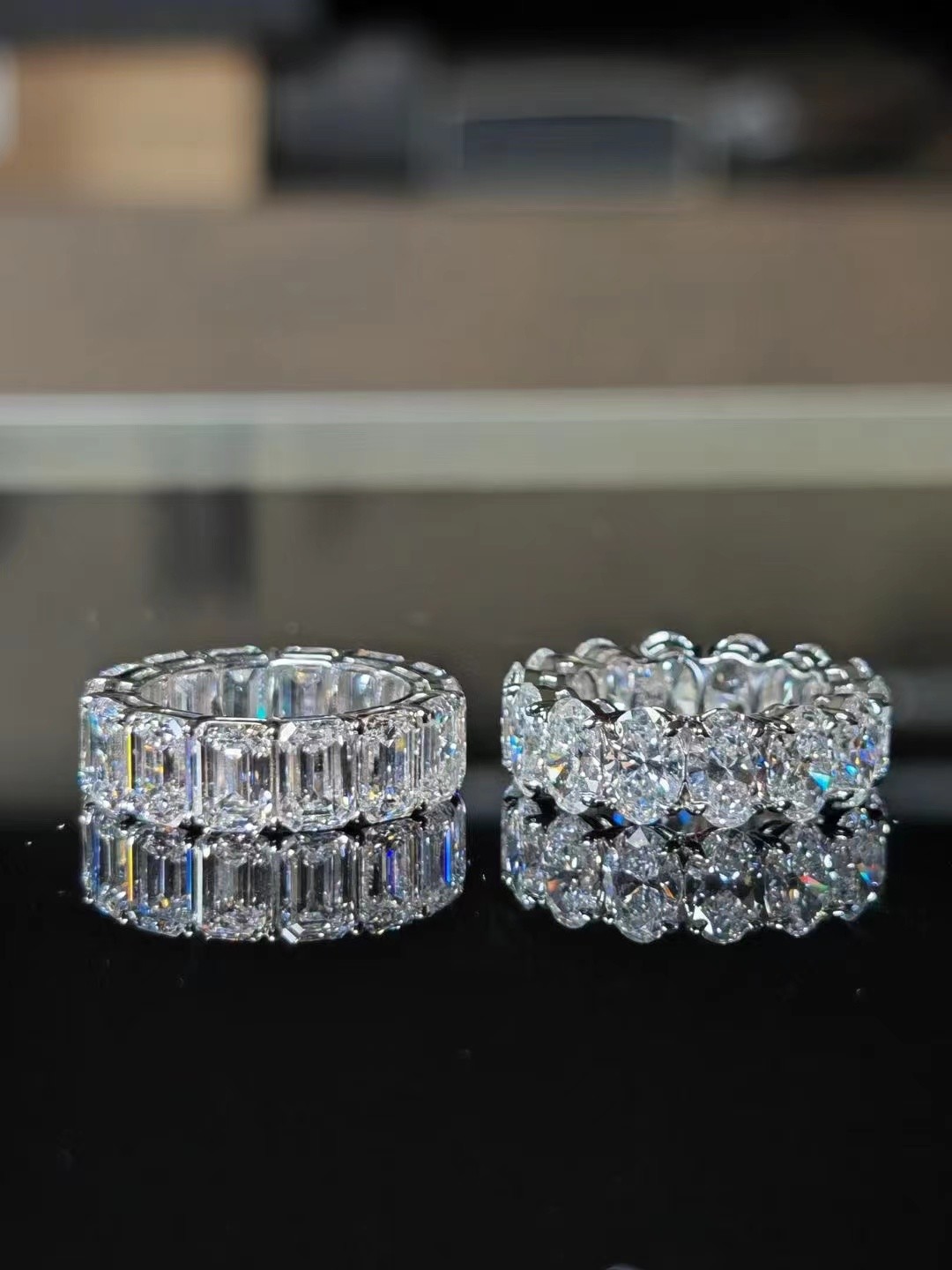 Oval Lab Grown Diamond Rings Emerald Cut Eternal Diamond Ring