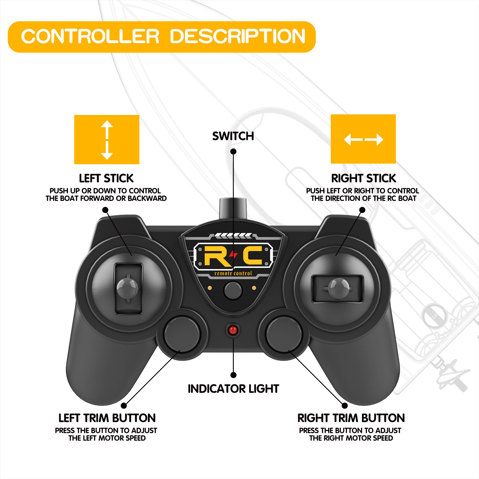 Plastic Water Induction Jet Boat for Remote Control Racing 2.4GHz Electric Speed