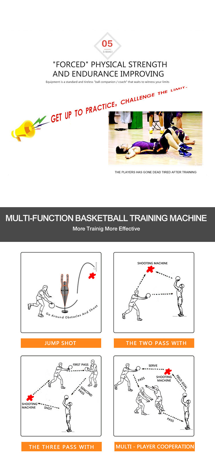 5 PCS Basketball Shooting Machine , Portable Basketball Automatic Rebounder