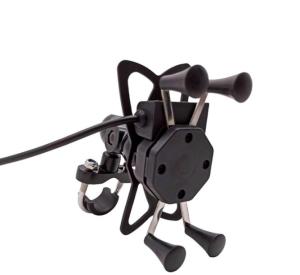 China 5V 2.5A Motorcycle Cell Phone Holder , Handlebar Dirt Bike Cell Phone Mount wholesale