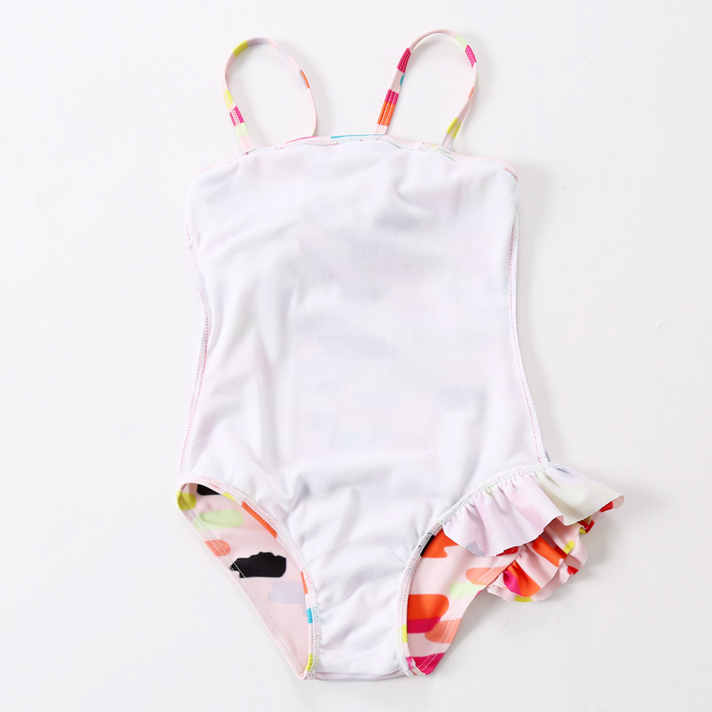 Girl's Dot print fold front of the chest one piece swimwear