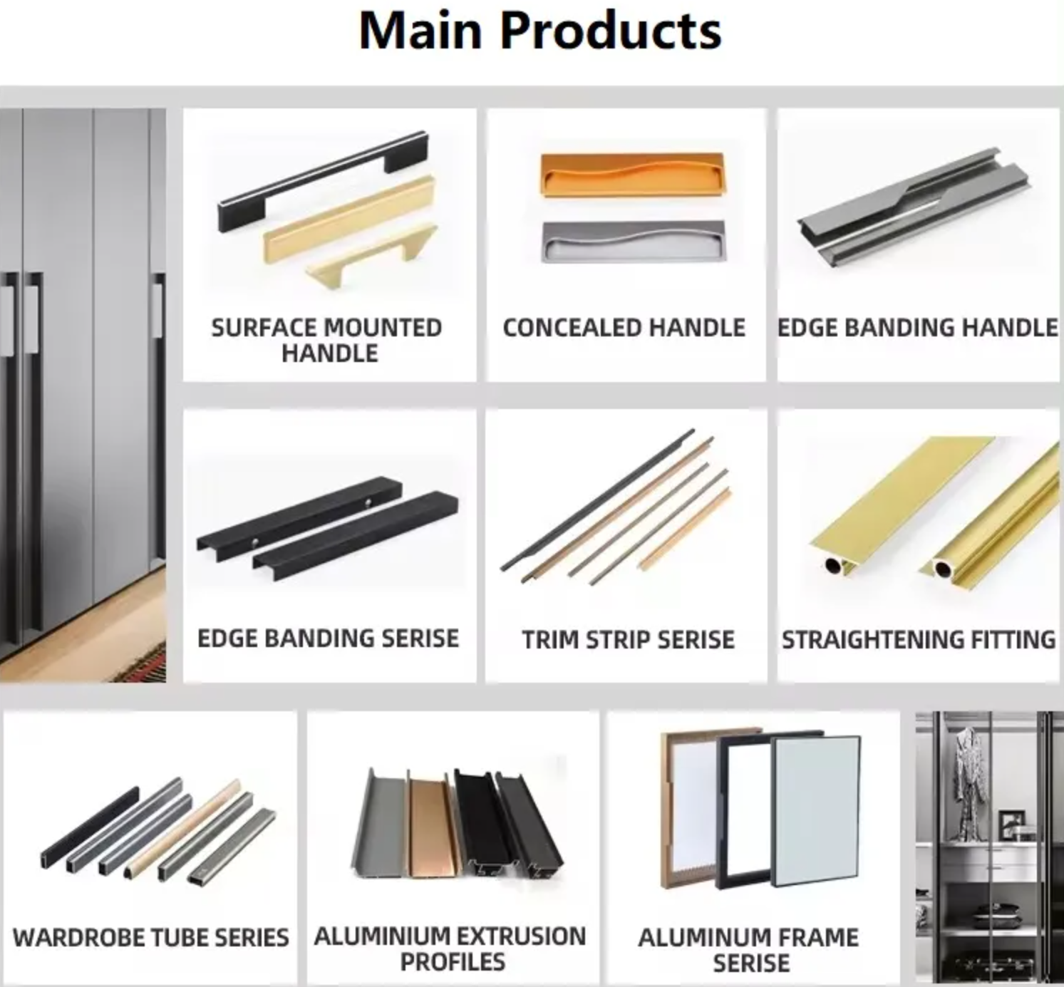 High-Strength Aluminium Hidden Handles For Waterproof Cabinetry