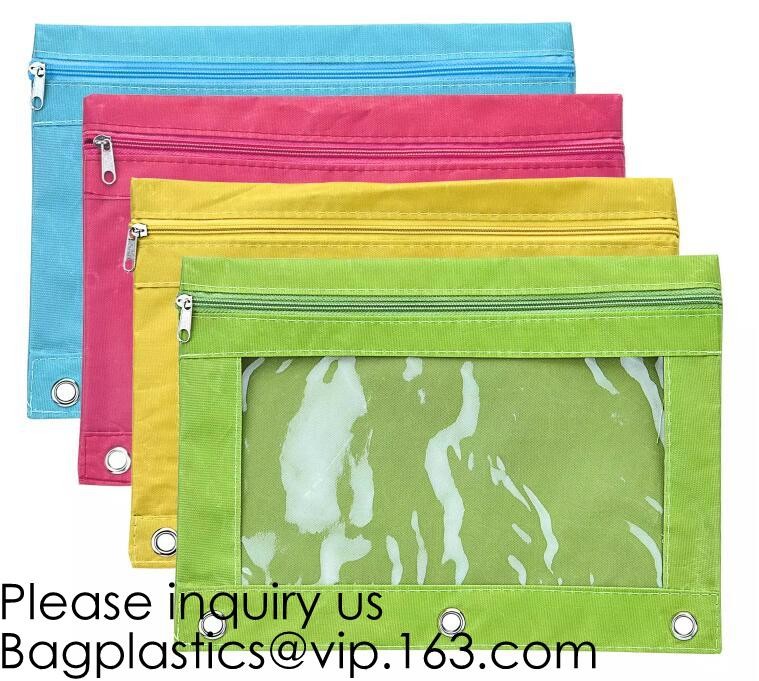 Stationery products Pencil Pouch Pvc Portable Pencil Case For Students,3 Ring Binder Zippered Pencil Pouches with Clear