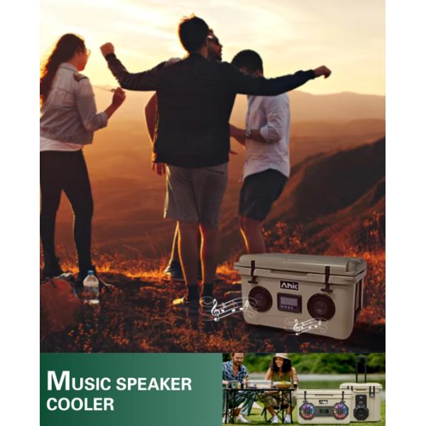 48QT Custom Branded 45L Premium Hard Music Cooler Box PE Thermal Insulated Portable Cooler For Outdoor Food Factory Hard Rotomolded Cooler Box With