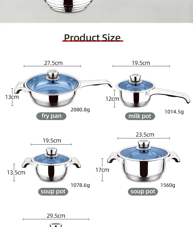 Multifunction Cooking Pots Stainless Steel Sets Cookware Pot And Pans Cookware Set With Thermometer