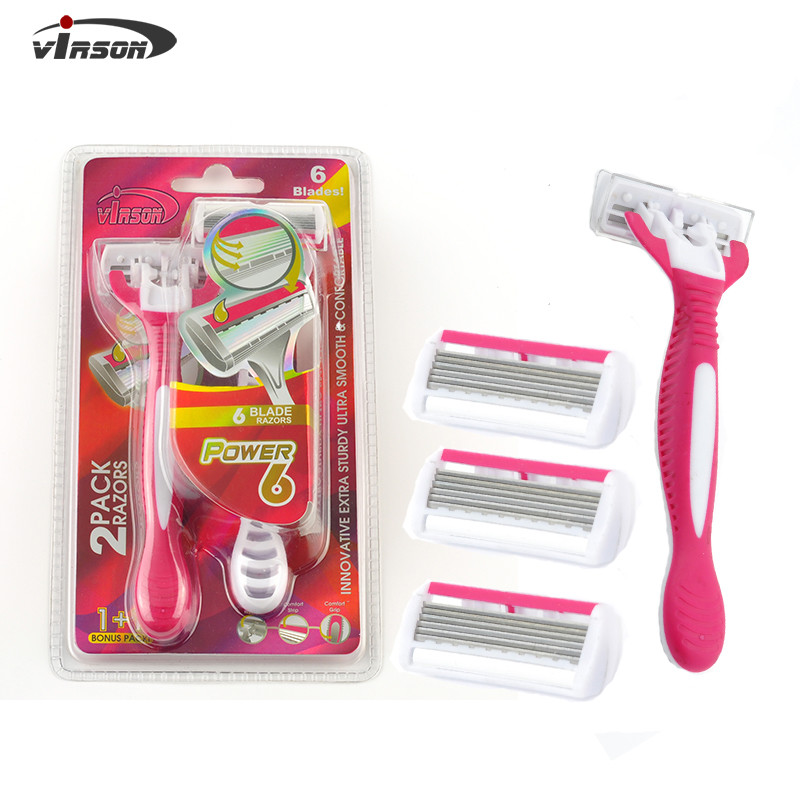 3-6 Blades Disposable Face and Body Hair Removal Razor Pack for Women with Razor Head Refills