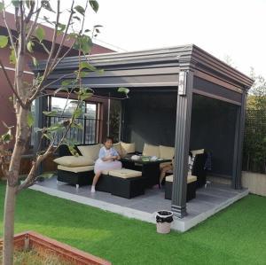 China Aluminum Louvered Pergola Covered With Motorized Louvered Roof wholesale