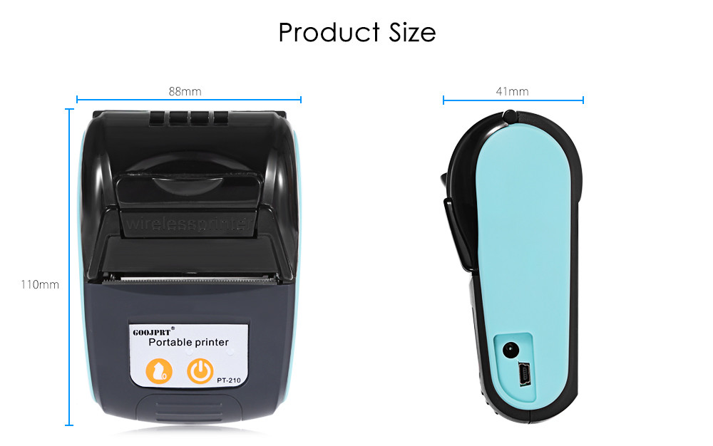 Android / IOS Portable Bluetooth Printer 12V 1A Power 0.12mm Paper Thickness