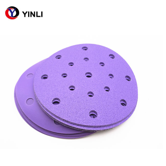 8 Holes Round Purple 125mm Sanding Discs 240 Grit For Car Body And Putty